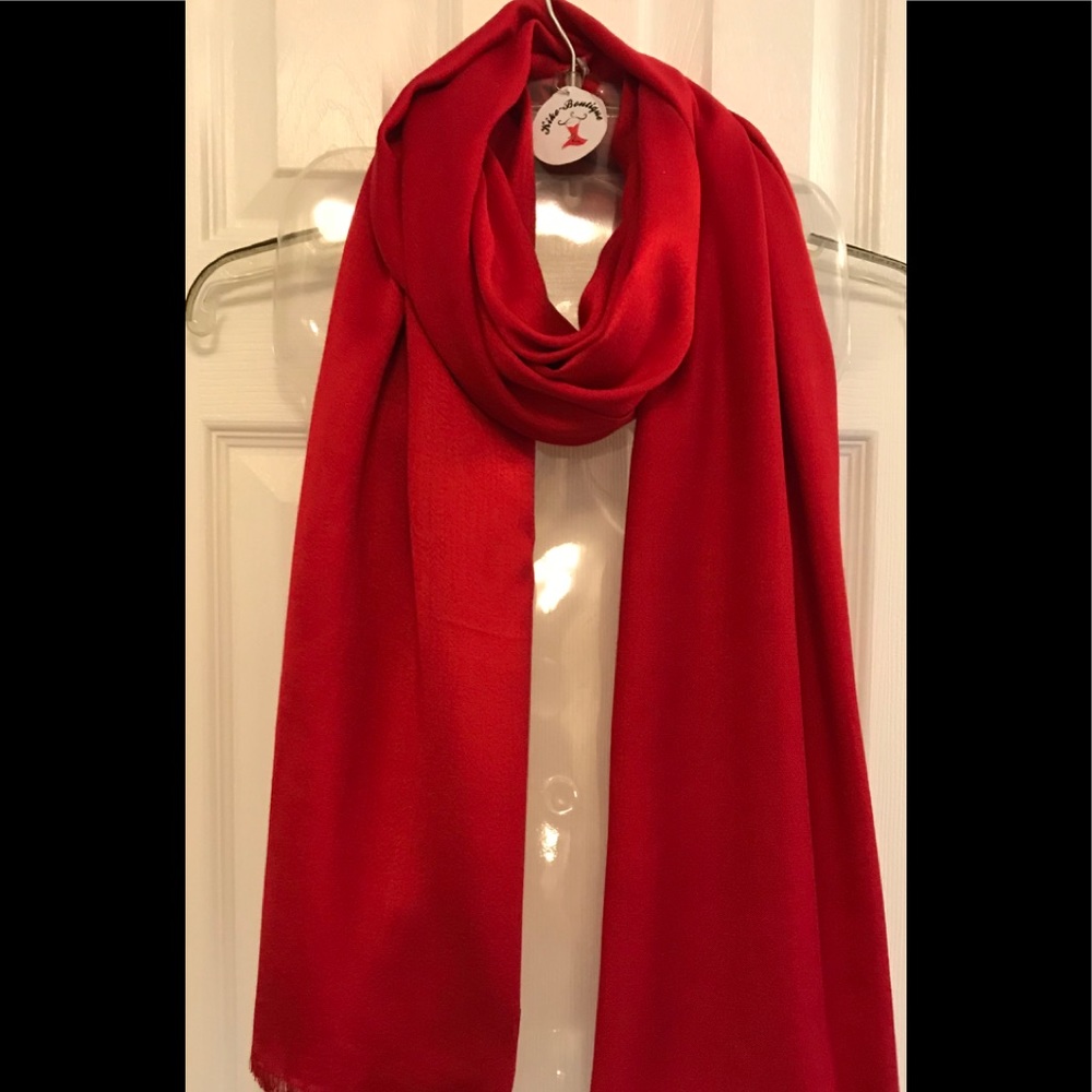 NWT Red Calvin Klein Women's Logo Pashmina Scarf
